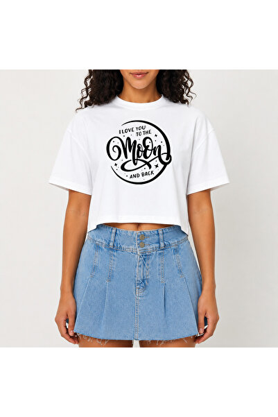 URBANTRENDSTORE Crop T-shirt με λευκό σχέδιο, άνετη εφαρμογή, ακατέργαστη κοπ...
