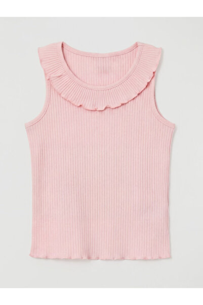 LC Waikiki Rmz Gi̇yi̇m Farkliyla Ribbed Ruffle Roba Collar Detailed Girls' Un...
