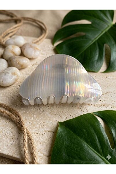 LUXENYA DESİGN Large Size Transparent Striped Bone Clip Strong Grip Hair Clip...
