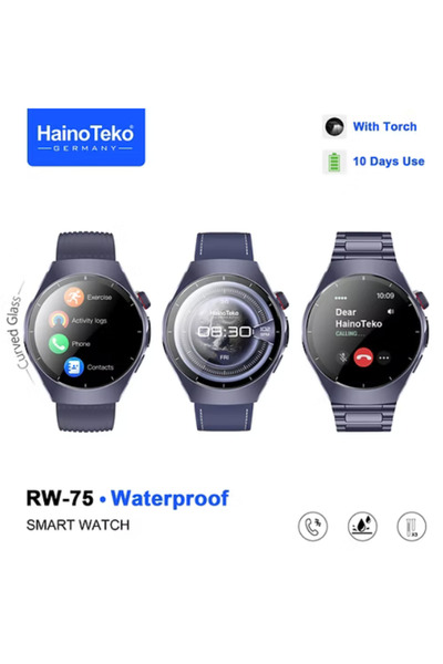 HAINOTEKO Rw-75 Waterproof Smart Watch with Amoled Display - Blue