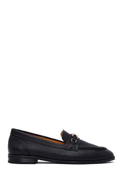 Derimod Γυναικείο μαύρο δερμάτινο loafer με αγκράφα 26PFD2300FT