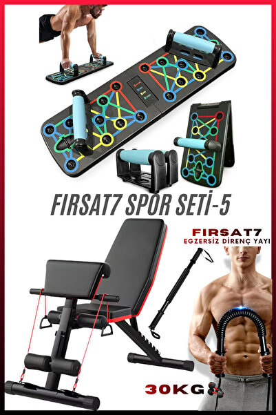 Fırsat7 Spor Seti 5 | Profesyonel Bench Press Katlanabilir | Katlanabilir Şın...