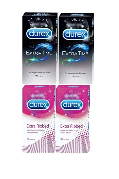 Durex Play Set Of 4 Pleasure Pack, 2 Extra Time, 2 Extra Ribbed Condom (Pack ...