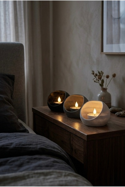 3D Brothers Modern Geometric Candle Holder Décor + 3 Free LED Candles