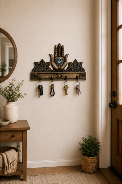 no77decor Fatma Ana Eli ve Nazar Boncuğu Dekoratif Duvar Askılı Anahtarlık – ...