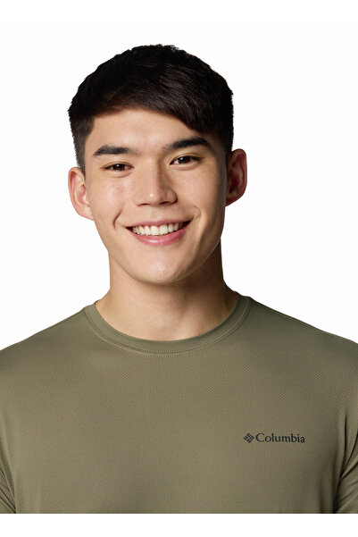 Columbia AO1671 TECH TRAIL UTILITY SS CREW Açık Haki Normal Düz Erkek T-Shirt
