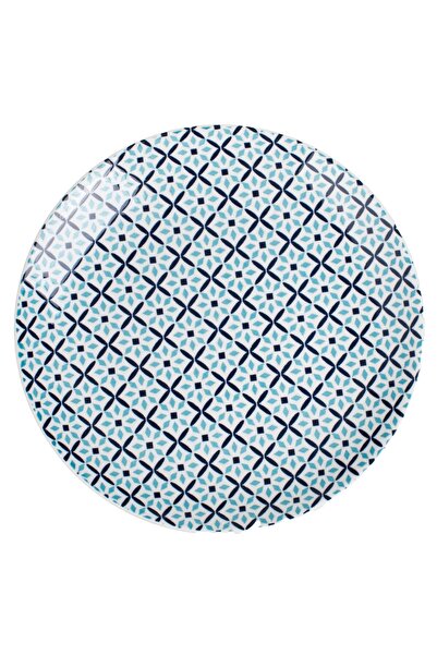 Zumzeria Light Blue Porcelain Serving Plate with Aztec Pattern Ø19cm