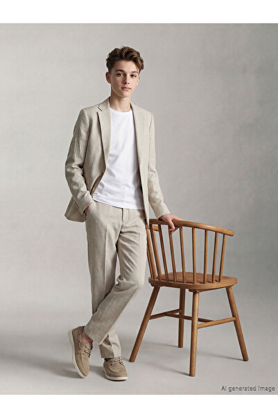 LC Waikiki Beige Linen Look Boy's Suit