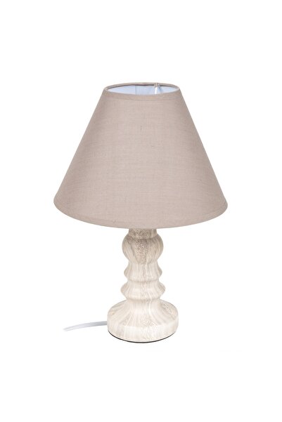 Zumzeria Wooden Look Table Lamp with Beige Shade
