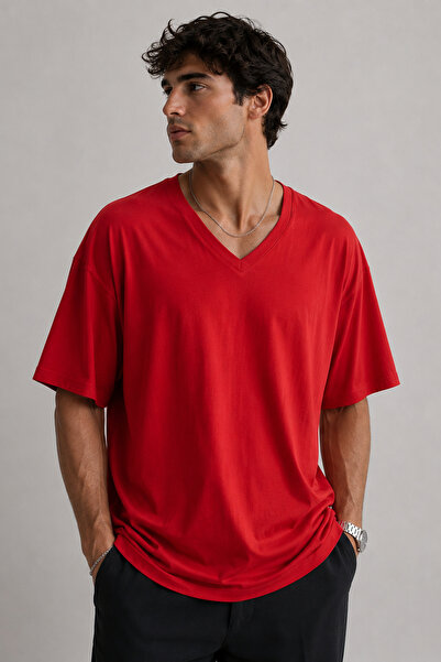 ArtYus Basic V-Neck Unprinted Unisex Oversize T-Shirt – Cotton Casual Daily T...