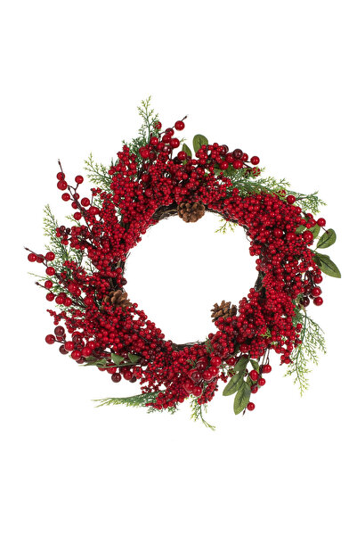 Zumzeria Coroniță decorativă de Crăciun cu boabe și conuri 50cm
