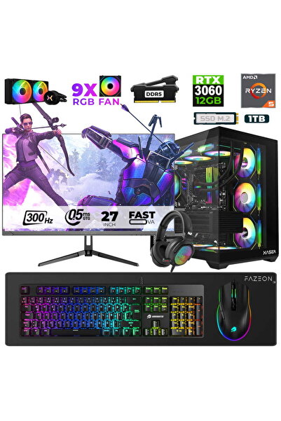 XASER Star X210 Ryzen 5 7500F 16GB Ram 1TB M.2 NVMe SSD 12GB RTX3060 27" 300H...