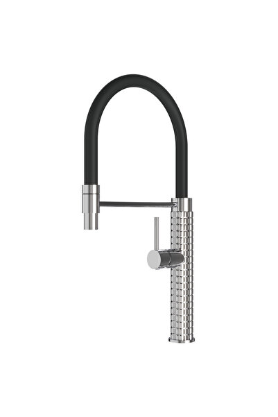 Granitan Baterie Bucatarie Fano, Duza Flexibila, Cap Ceramic, Argintie