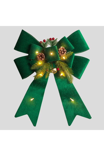 Zumzeria Husă decorativă de Crăciun din catifea verde cu lumină 33x43cm