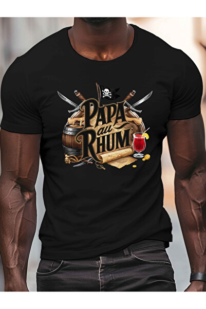 yiou trendy clothing تي شيرت رجالي بطبعة Papa Au Rhum