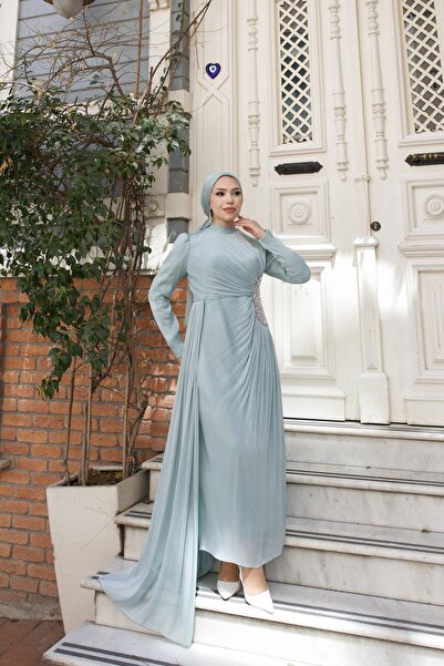 Kalemen Moda Ahu Beli Taşlı Janjan Abiye 8082 Mint