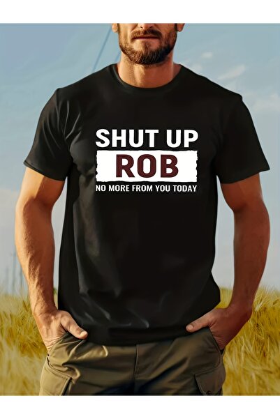 Sovae تي شيرت رجالي بطبعة "Shut Up Rob"