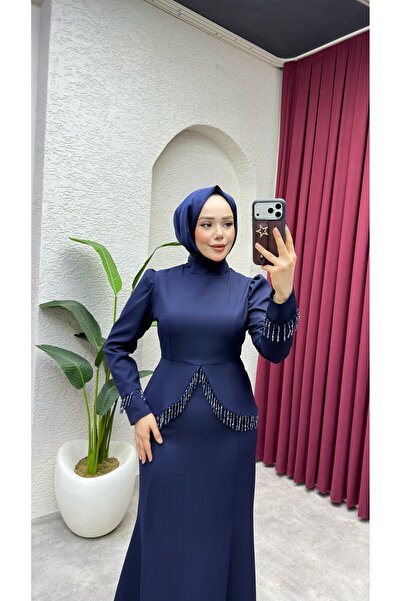 Kalemen Moda Fiona Balık Detay Elbise 8059 Lacivert