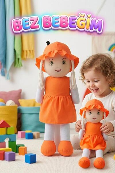Tıfıl Toys Ayşe Bebek! 58cm Dev El Yapımı Renkli Şapkalı ve Elbiseli Oyun Ark...