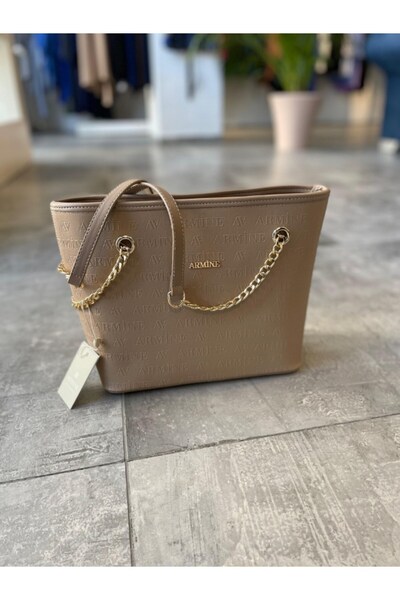 Armine Geantă modernă cu curea de umăr în culoarea nurcii, elegantă, geantă ș...