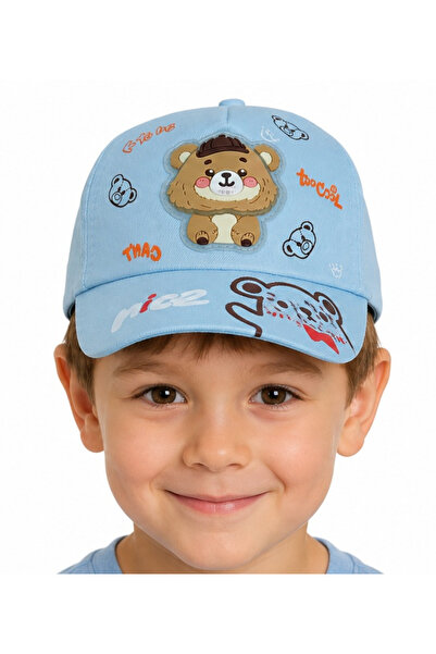 İrem Çocuk Giyim Boy/Girl Teddy Bear Detailed Written Hat with Adjustable Str...