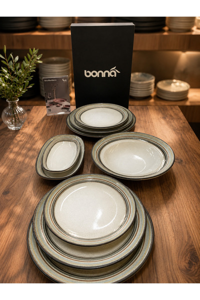 Bonna 9 PARÇA Cortado Spiral Gourmet Flat Plate 9 Parça Seramik Yemek & Sunum...