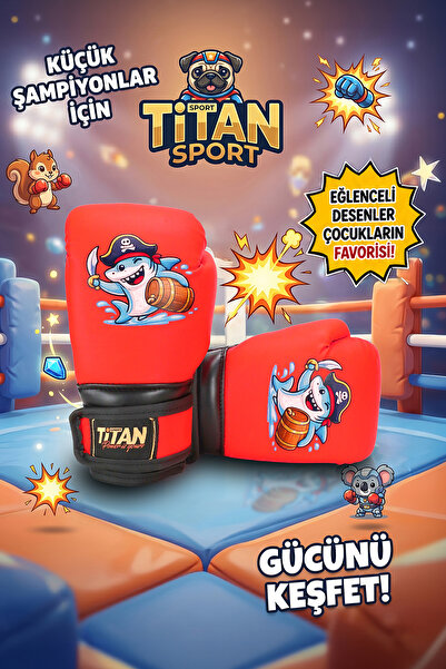 Titan Sport Çocuk Boks Eldiveni Neon Turuncu Köpek Balığı Model