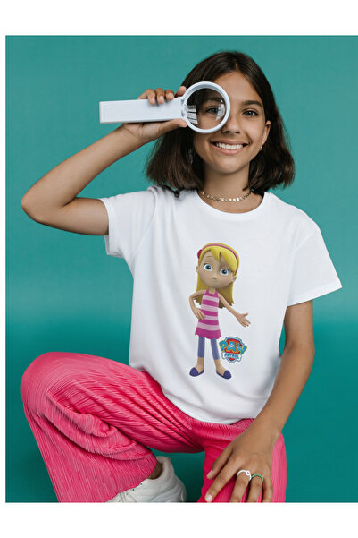 ALPŞAN TİCARET Paw Patrol Katie Printed Kids/Adults T-Shirt White Short Sleeve