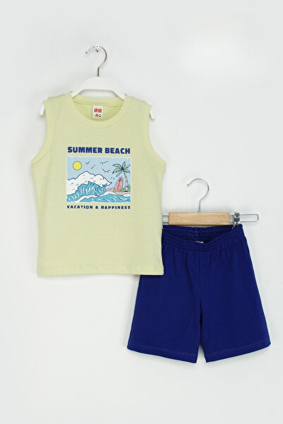 yelken tekstil Boy's 100% Cotton Zero Sleeve Shorts Set