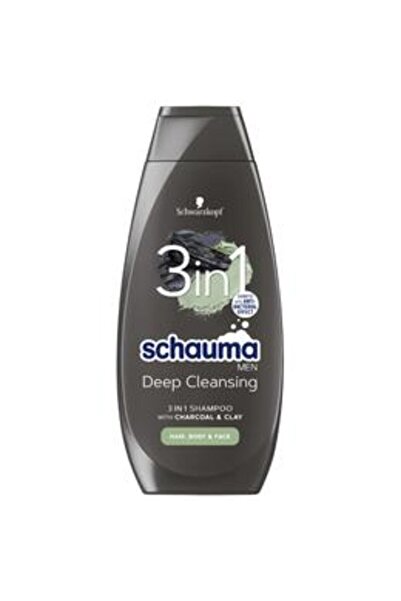 Schauma Sampon 3 in 1 pentru Barbati, cu Carbune si Argila - Schwarzkopf Men ...