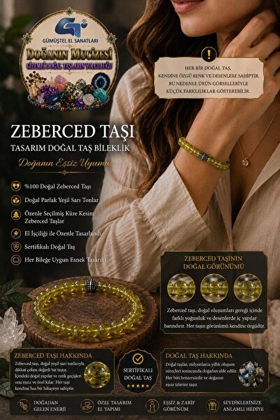 GÜMÜŞTEL EL SANATLARI Certified Zeberced Natural Stone Bracelet
