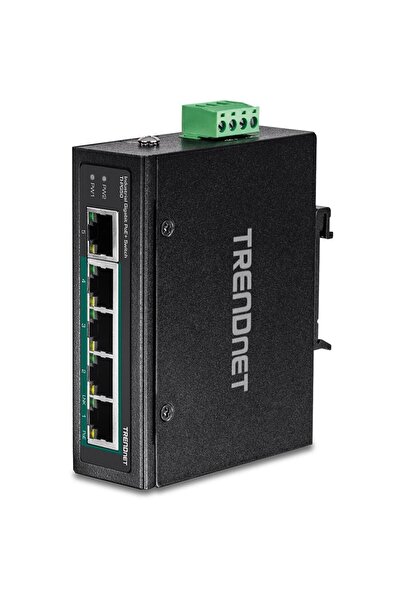 TRENDnet Switch industrial Gigabit PoE+ cu 5 porturi pentru montare pe șină D...