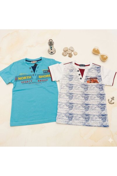 Victorino Set doua tricouri cu maneca scurta pentru baieti