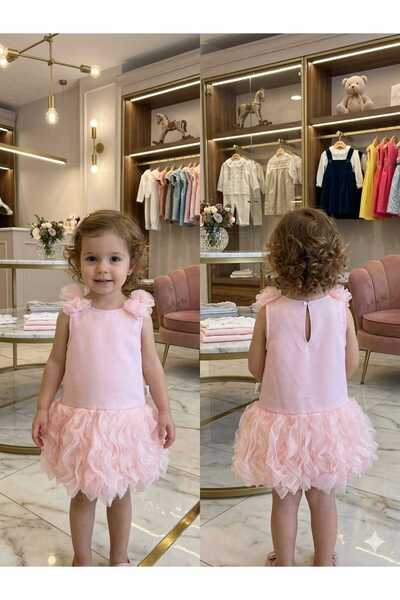 ALİSS KIZ BEBEK ÇOCUK BALON ELBİSE PEMBE