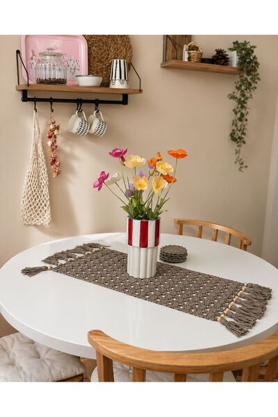 alcdesing Handmade Bohemian Style Runner and 6 Coasters Set