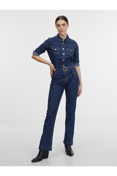 ORSAY Dark blue women's denim jumpsuit