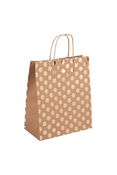 Zumzeria Καφέ χάρτινη τσάντα δώρου με χρυσές βούλες 26x12x33εκ.