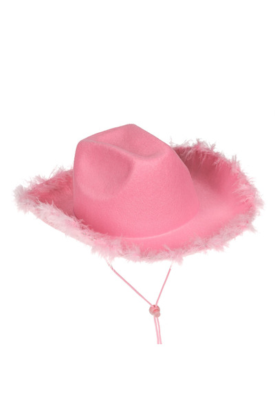 OEM Pălărie roz de cowboy cu pene