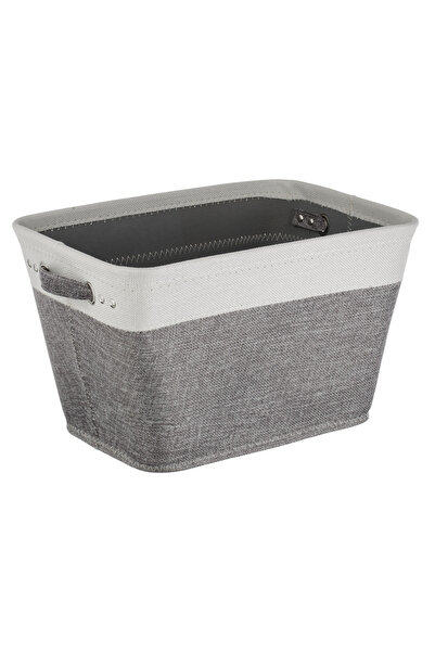 OEM Gray Ecru Fabric Storage Basket with Handles 36x26x22cm