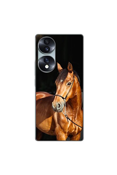 OEM Husa compatibila cu Honor 70 Silicon Gel Tpu Model Cal pe Fundal Negru