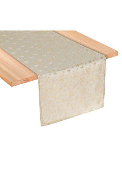 OEM Traversă decorativă de Crăciun Ecru cu Stele Aurii 160X33m