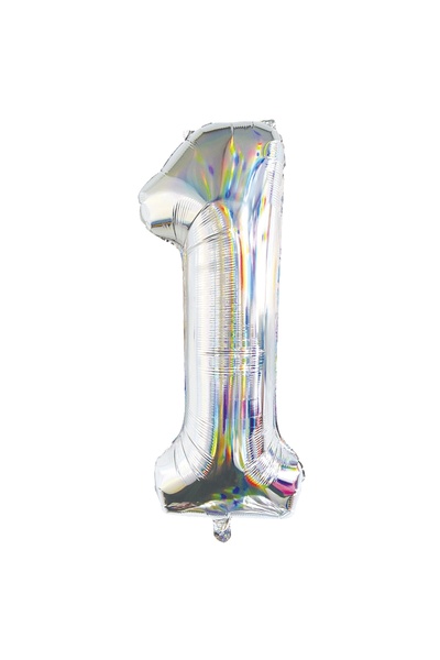 Zumzeria Balon de petrecere holografic cu folie argintie Nr. 1 - 82cm