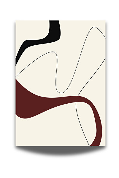 Rosaart Minimal Bordo Siyah Soyut Çerçevesiz Poster – Modern Akışkan Form Duv...