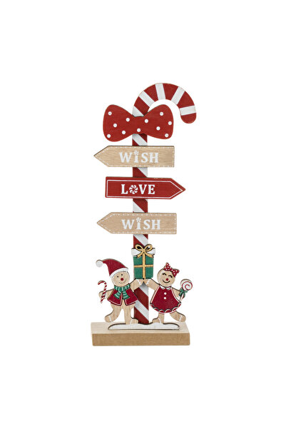 Zumzeria Wooden Christmas Decoration Candy Cane Gingerbread Man Figurines 'Wi...
