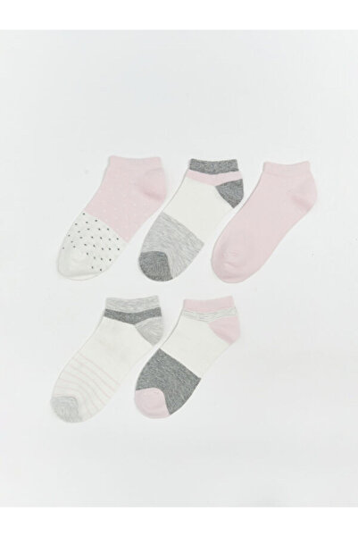 LC Waikiki Rmz Gi̇yi̇m Farkiyla Embroidered Women's Booties Socks 5-Pack