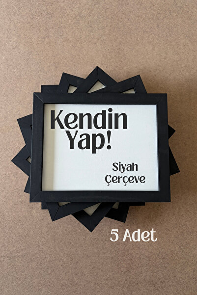 Nart Handicraft 5'li Hazır Boyalı MDF Çerçeve | Siyah Beyaz Ham Ahşap | Boyan...