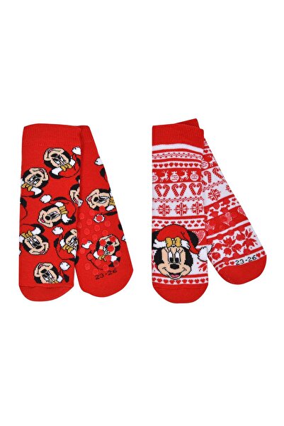 Zumzeria Christmas Red and White Socks for Kids with Minnie Mouse Design Anti...