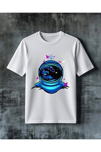 COMVİCHO Astronaut Cosmic Space Printed Oversize T-Shirt