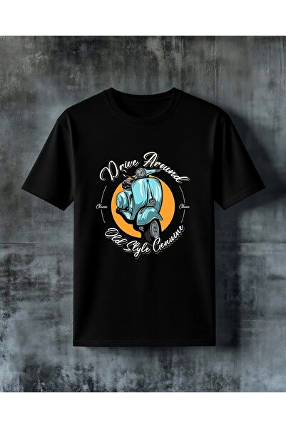 COMVİCHO Drive Away Vespa Scooter Printed Oversize T-Shirt