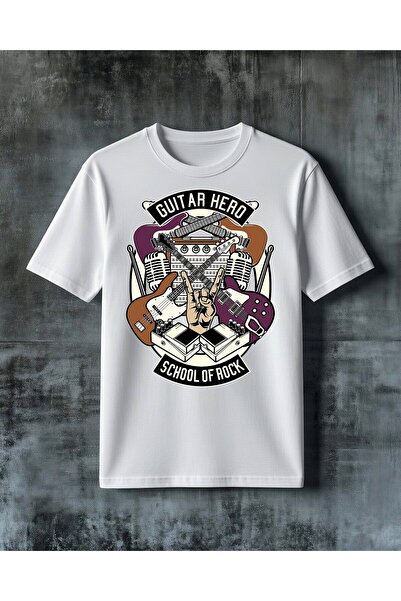 COMVİCHO Guitar Hero School of Rock Printed Oversize T-Shirt